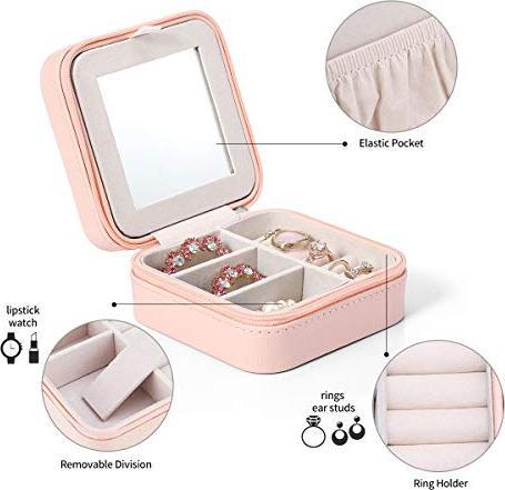 Produktbild Only-Bags.Store Schmuckkästchen Reise, Schmuckbox Klein, für Ringe Ohrringe mit Spiegel Jewelry Box