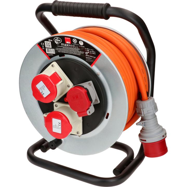 Immagine prodotto Max Hauri maxReel avvolgicavo in acciaio IP44 2x CEE16-5, 1x tipo 25 (25 m, 2.50 mm².)