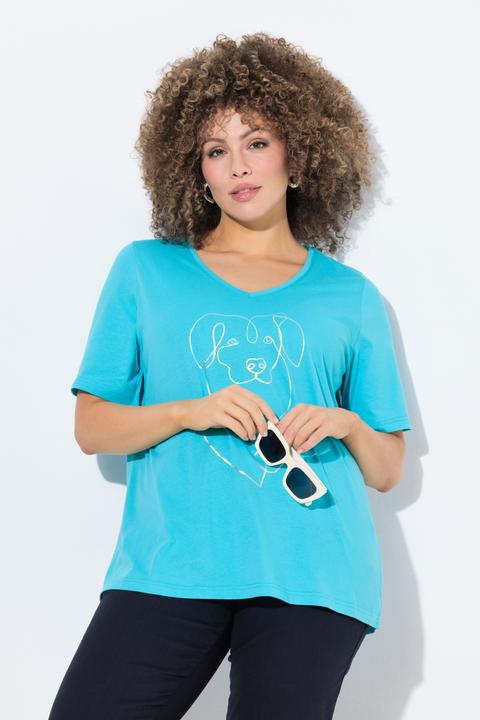 Image du produit Ulla Popken T-shirt, motif animal métallisé. Col V et manches courtes (58)