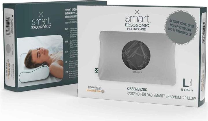 Actual product image Smartsleep Ergonomic + XL pillowcase 55 x 35 x 12 cm, grey (Pillowcase, 55 x 35 x 12 cm)