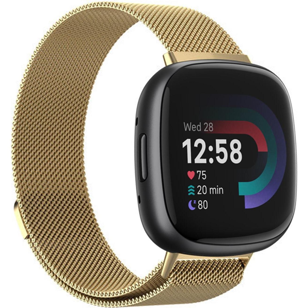 Strap-it Armband (Edelstahl, Fitbit Versa 4), Uhrenarmband, Gold