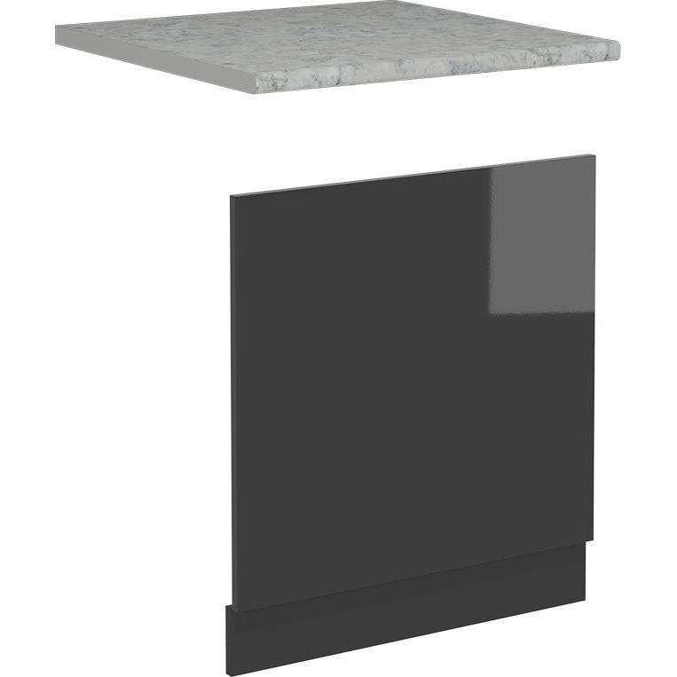 Vicco Geschirrspülblende R-Line, Anthrazit Hochglanz/Anthrazit, 60 cm, AP Marmor, Geschirrspüler Zubehör, Grau