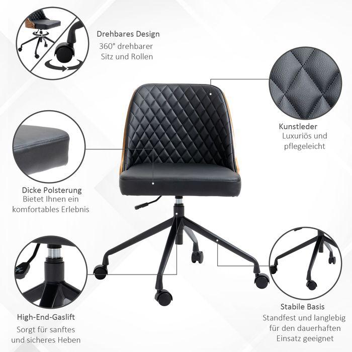 Actual product image Swisshandel24 Office chair ergonomic foam faux leather black (48 - 54 cm)