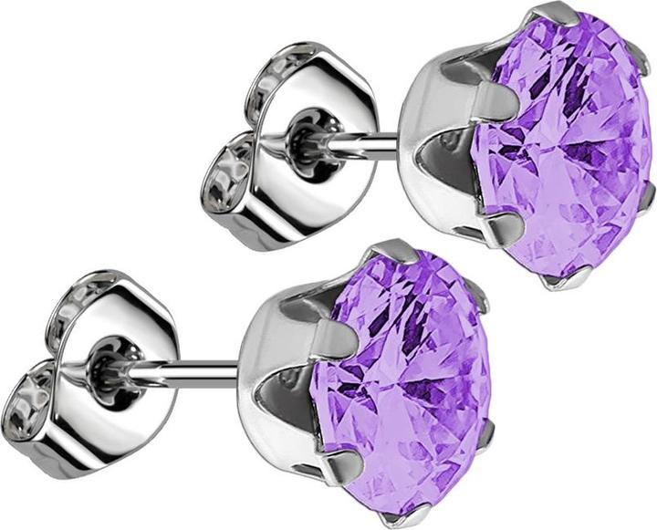 Image du produit Star Piercing Boucles d'oreilles avec cristal rond violet (sans laiton, Acier chirurgical 316L)