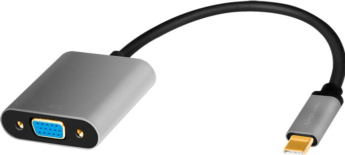 Immagine prodotto LogiLink LinkLink CUA0104 Adattatore USB 3.2 Gen 1 C/M a VGA, 1080p/60Hz, alluminio, nero/grigio, 0,15 m (15 cm)