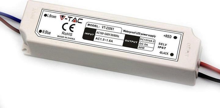 Actual product image V-TAC VT-3234 - LED transformer, 60 W, 12 V DC, 5 A, IP67