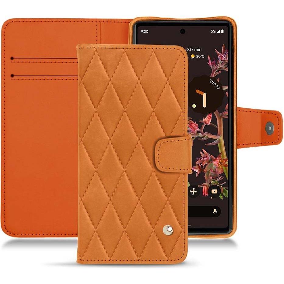 Noreve Lederschutzhülle Wallet (Google Pixel 6), Smartphone Hülle, Orange