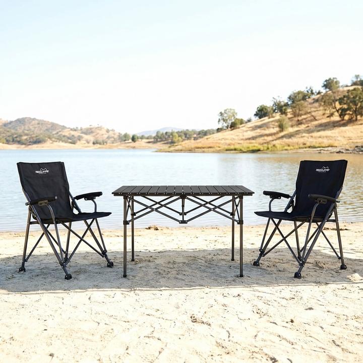 Produktbild Ideoon Campinggarnitur 3-teilig Set mit rechteckigem Campingtisch und 2 Klappstühlen, Leicht & Faltbar