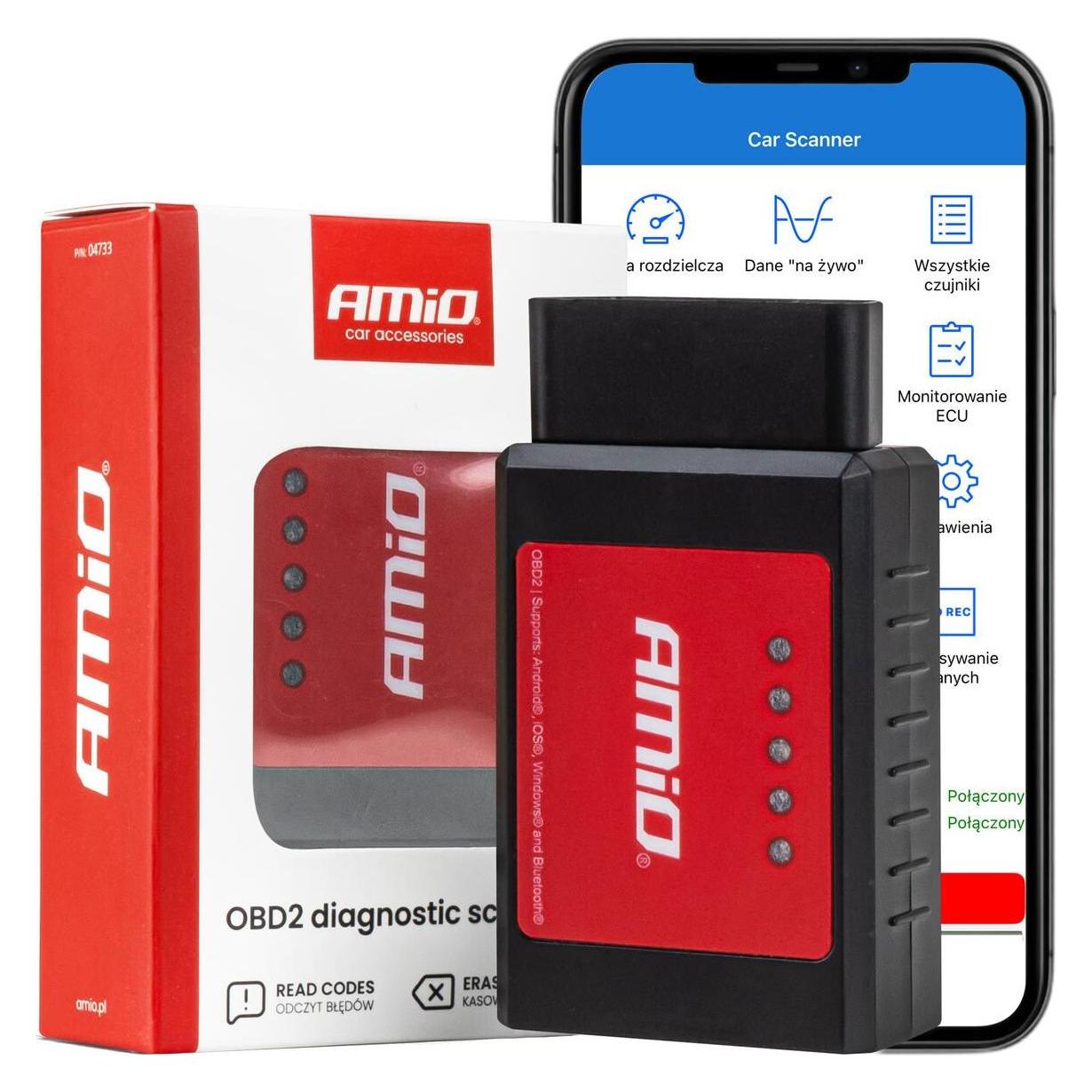 Amio Skaner tester interfejs diagnostyczny elm327 obd2 bt xl amio-04733 (65170239)