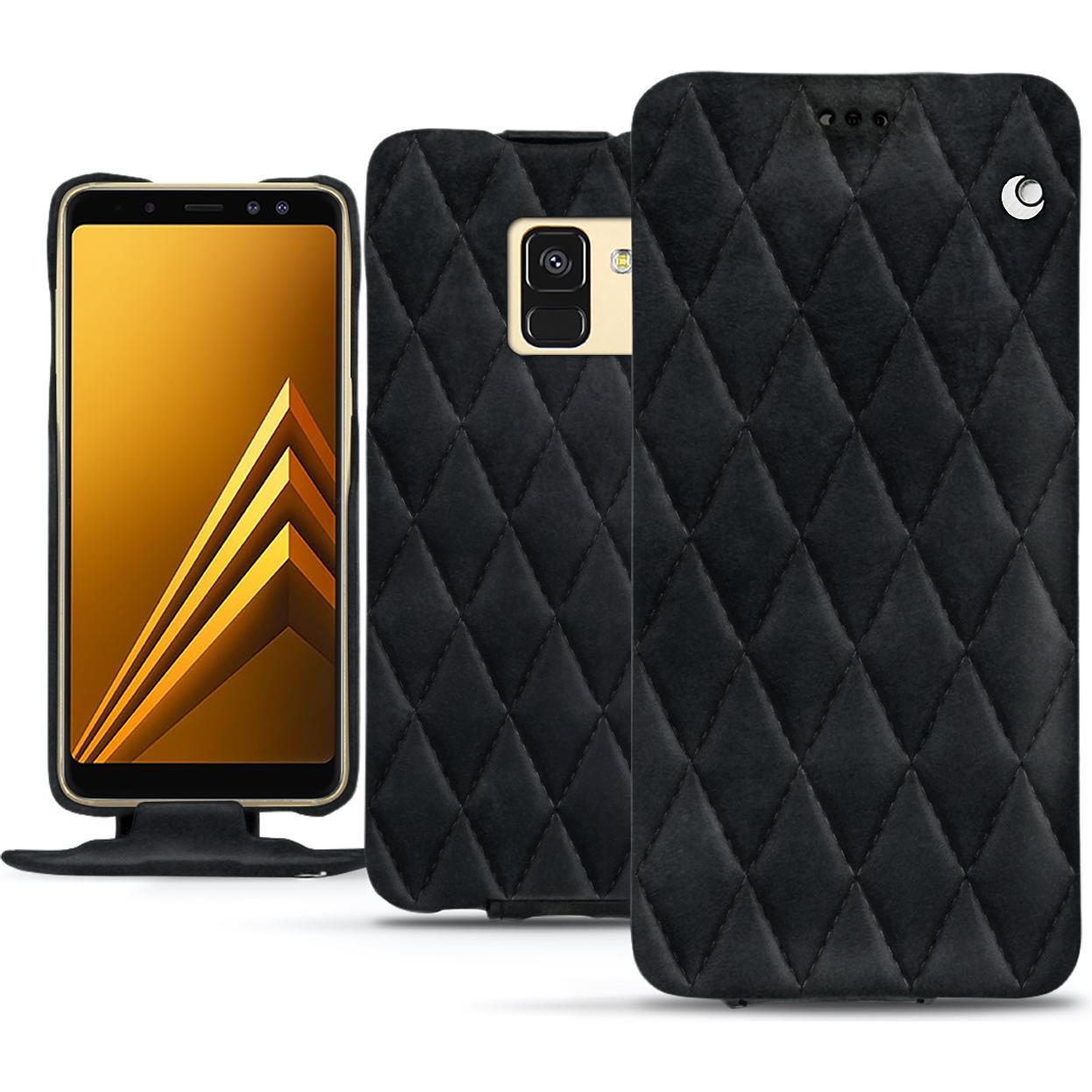 Noreve Lederschutzhülle vertikal (Samsung Galaxy A8+), Smartphone Hülle, Schwarz