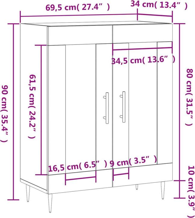 Image du produit vidaXL Sideboard (69.50 x 34 x 90 cm)