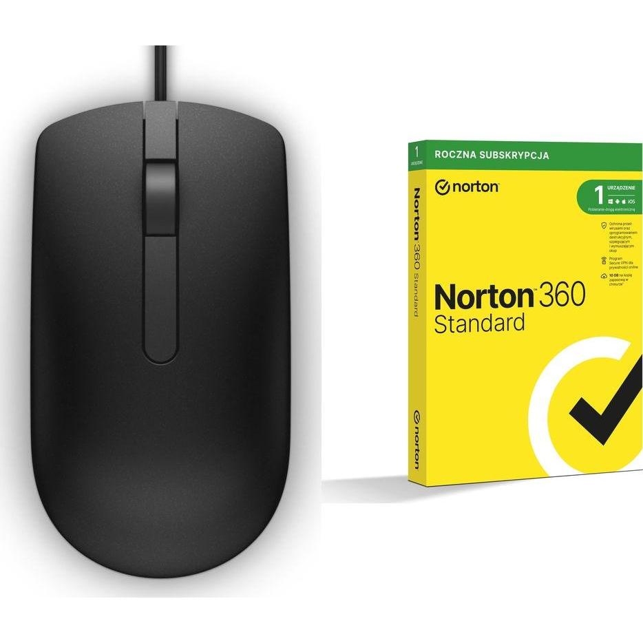 Morele Mysz Dell MS116 (570-AAIR) + Norton 360 Standard 1 urządzenie 12 miesięcy (21408666), Pezzo di ricambio notebook
