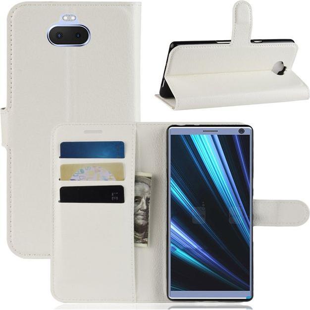Thumbnail - MU Classic Litchi Leder Bookcover Series (Sony Xperia 10 Plus), Smartphone Hülle, Weiss
