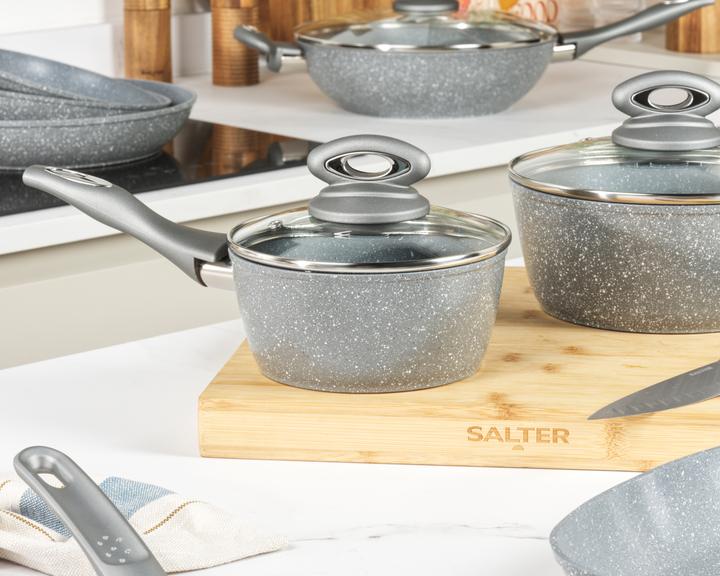 Immagine prodotto Salter BW02986G1EU7 Marblestone 3-Piece Saucepan Set - 16/18/20cm (Pentola)