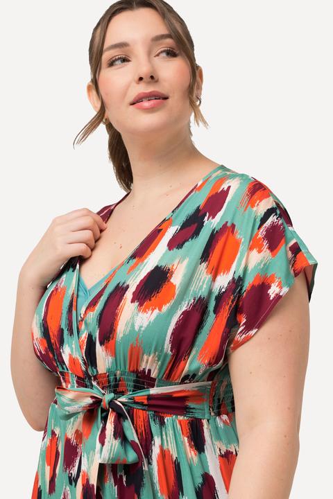 Produktbild Ulla Popken Kaftan, Fleckenmuster, Bindeband, Halbarm (50, 52, 54, 56)