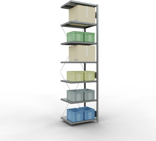 Produktbild Schulte Lagertechnik Stecksystem Anbauregal MULTIplus250 mit Kreuzstrebe