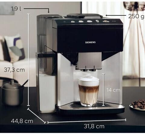 Productafbeelding Siemens Volautomatisch koffiezetapparaat, EQ500 integraal, Daglichtzilver, pianolak zwart, TQ513D01