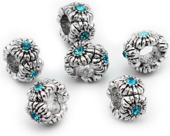 Produktbild Hermex Strass Bead versilbert 925 - Silbrig Türkis (Silber 925)