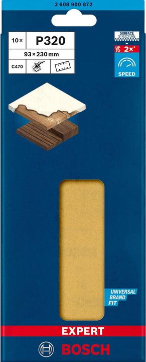 Produktbild Bosch Professional Zubehör EXPERT C470 Schleifpapier mit 8 Löchern für Schwingschleifer, 93 x 230 mm, G 320, 10-tlg. (320)