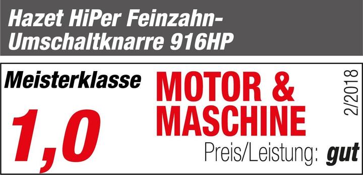Immagine prodotto HAZET Leva a cricchetto reversibile a dentatura fine HiPer 916HP ∙ Attacco quadro, massiccio, 12,5 … (1/2")