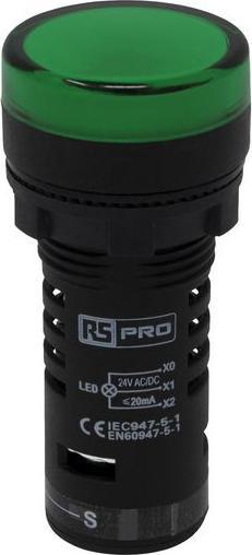 Produktbild RS PRO LED Indicator 22mm Green 24V Test Circ