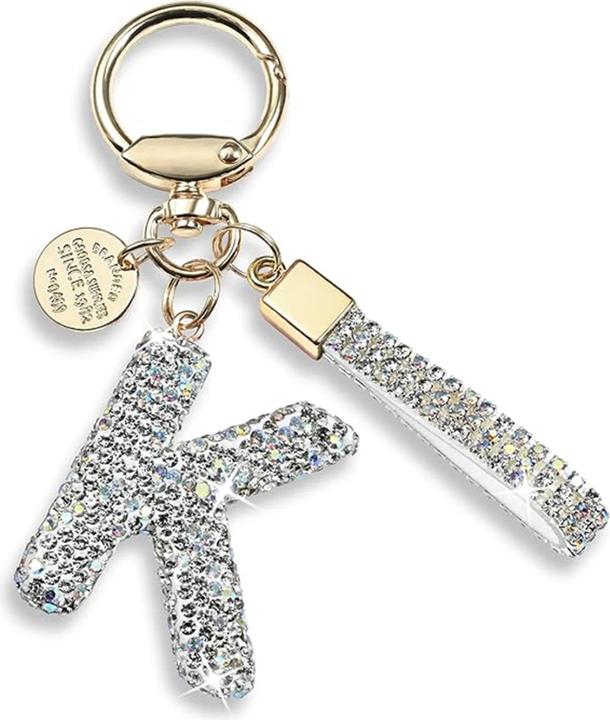 Actual product image Swissdetector Keyring with initial - K - Strass - Glitter - Silver