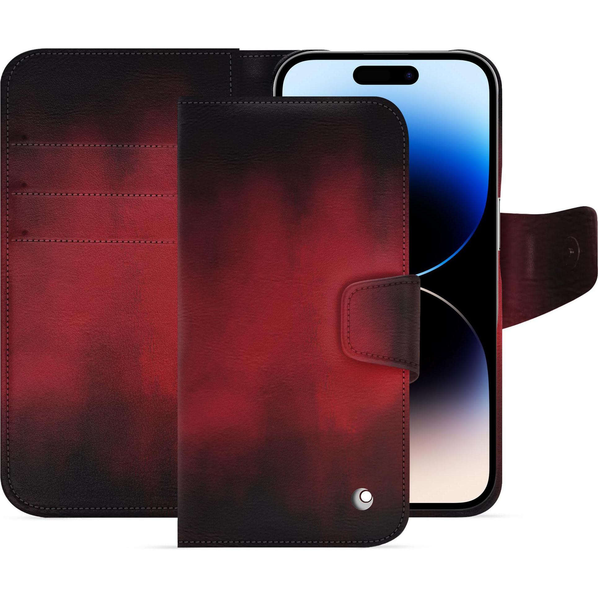 Noreve Lederschutzhülle Apple iPhone 15 Pro (Apple iPhone 15 Pro), Smartphone Hülle, Rot