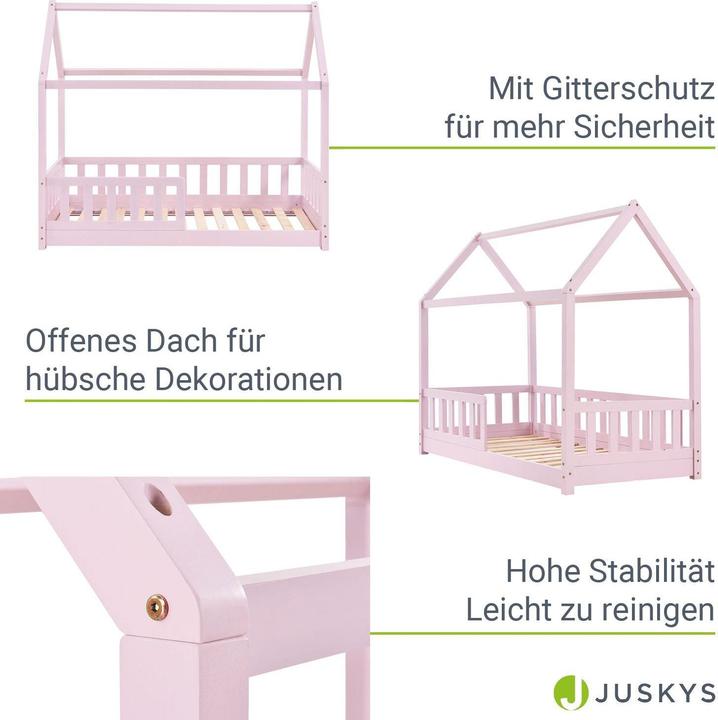Image du produit Juskys Kinderbett Marli 80x160 cm - Rosa (80 x 160 cm)