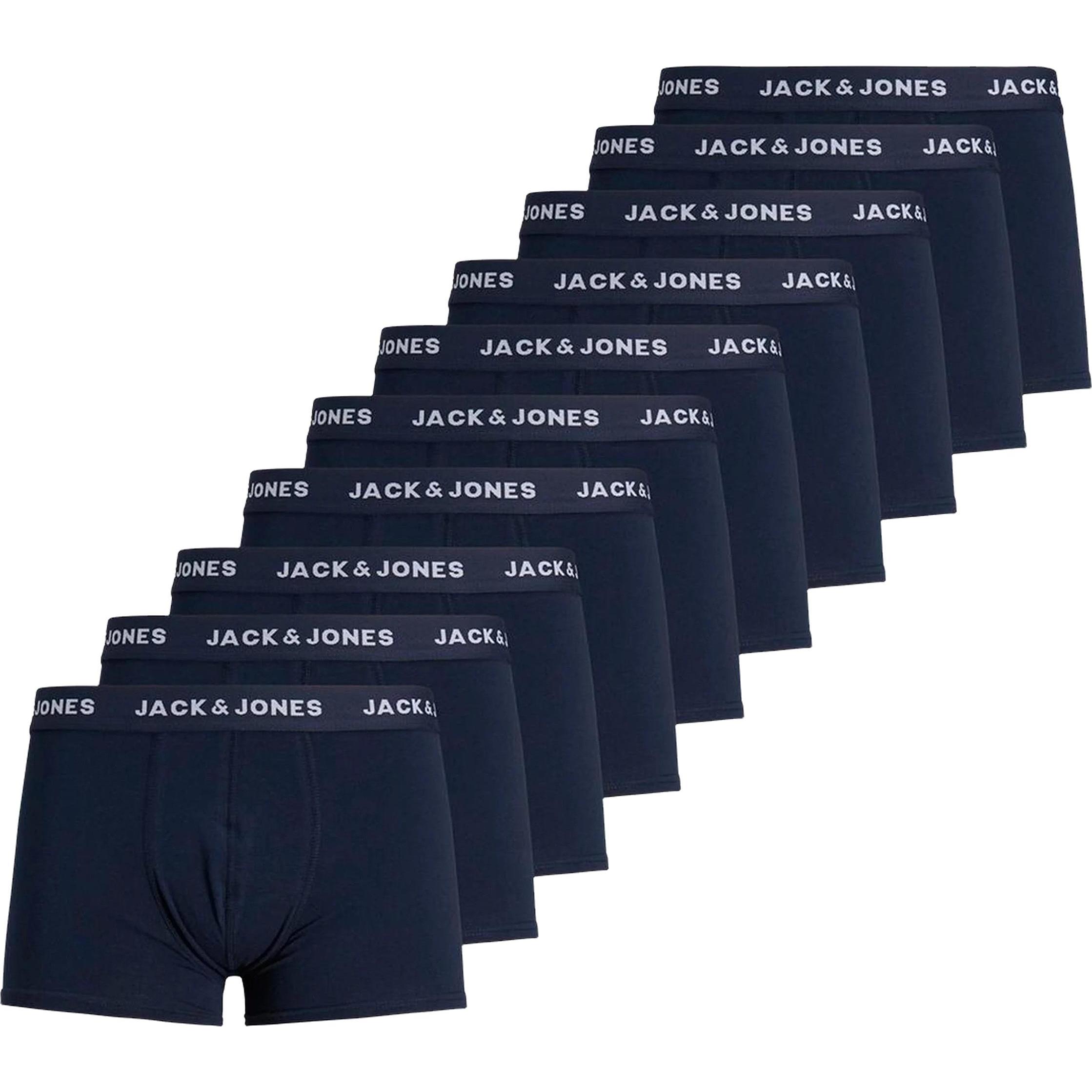 Jack & Jones, Herren, Unterhosen, 10er-Pack einfarbige Boxershorts, Blau, (XXL, 10er Pack)