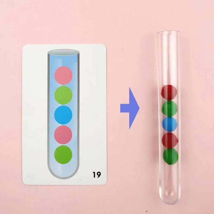 Image du produit Activity Board 54pcs motricité fine Set de tri Enfants Jouets éducatifs Éprouvette Pompons Pince à épiler Couleur