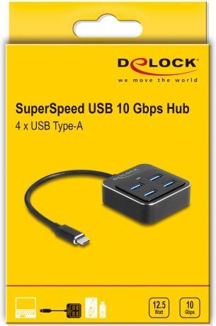 Actual product image Delock USB 3.2 Gen 2 USB Type-C™ hub with 4 x USB Type-A socket (USB-C, 4 ports)