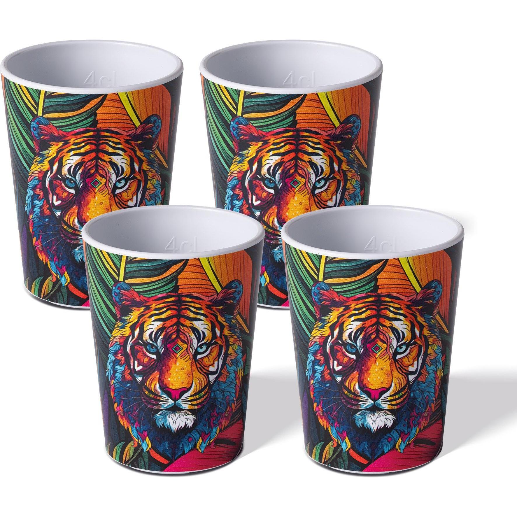 Thumbnail - Awave 4-tlg. Shotbecher Set, 4 cl, aus rPET, Eichstrich bei 2 cl und 4 cl, stapelbar, Trinkgläser