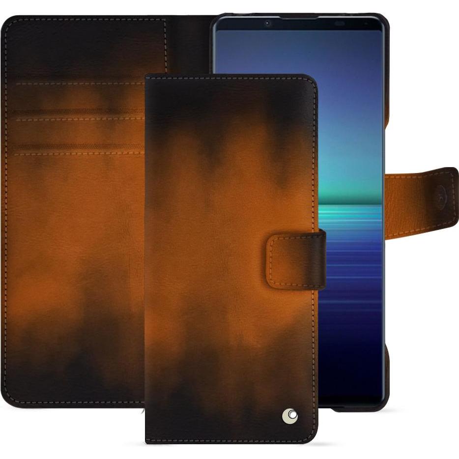 Noreve Lederschutzhülle Sony Xperia 1 V (Sony Xperia 1 V), Smartphone Hülle, Braun