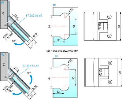 Produktbild Pauli+Sohn Duschpendeltürbänder PONTERE 8414