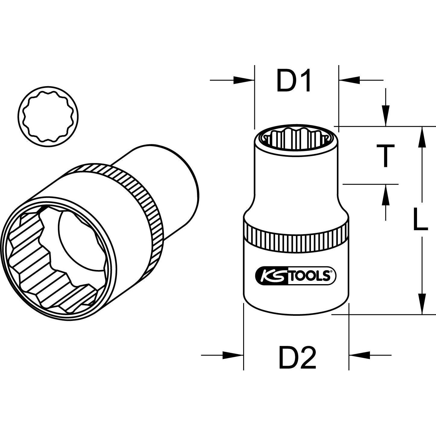 Thumbnail - KS Tools, Steckschlüssel + Stecknuss, 1/2" Stecknuss (33 mm)