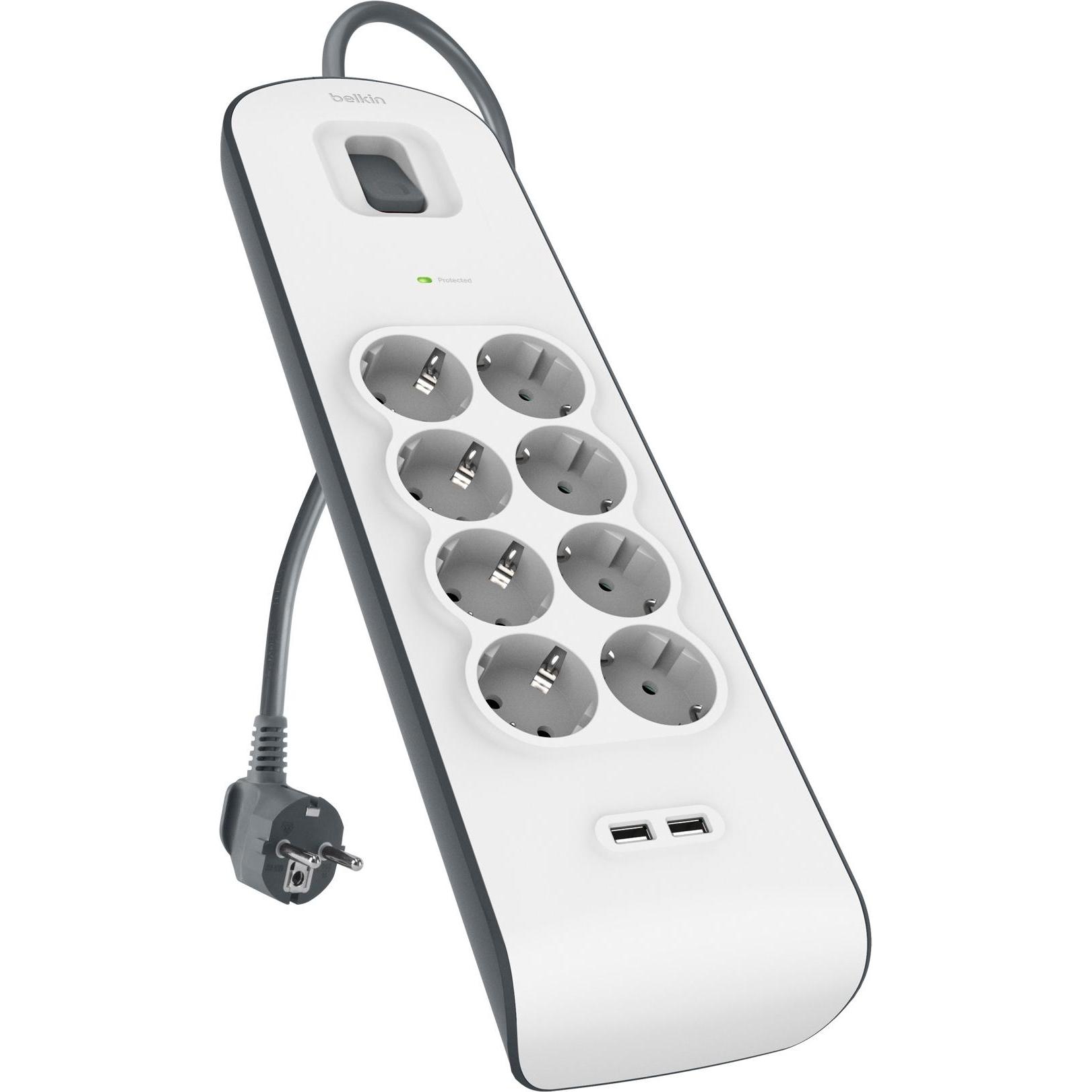Belkin, Steckdosenleiste, Steckdosenleiste 8-fach 2 Meter Netzkabel BSV804vf2M-V2 (8 x, 2 m)