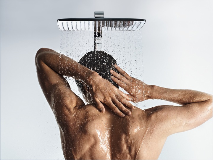 Produktbild hansgrohe HG Kopfbrause PURA VIDA 400 AIR 1jet 400mm DN 15 Deckenanschluss 100mm chrom (1 Strahlarten, 21 l/min)