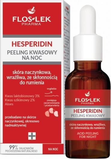 Produktbild Floslek Pharma Hesperidin Peeling kwasowy na noc - skóra naczynkowa,wrażliwa ze skłonnością do (Körpercreme, 30 ml)