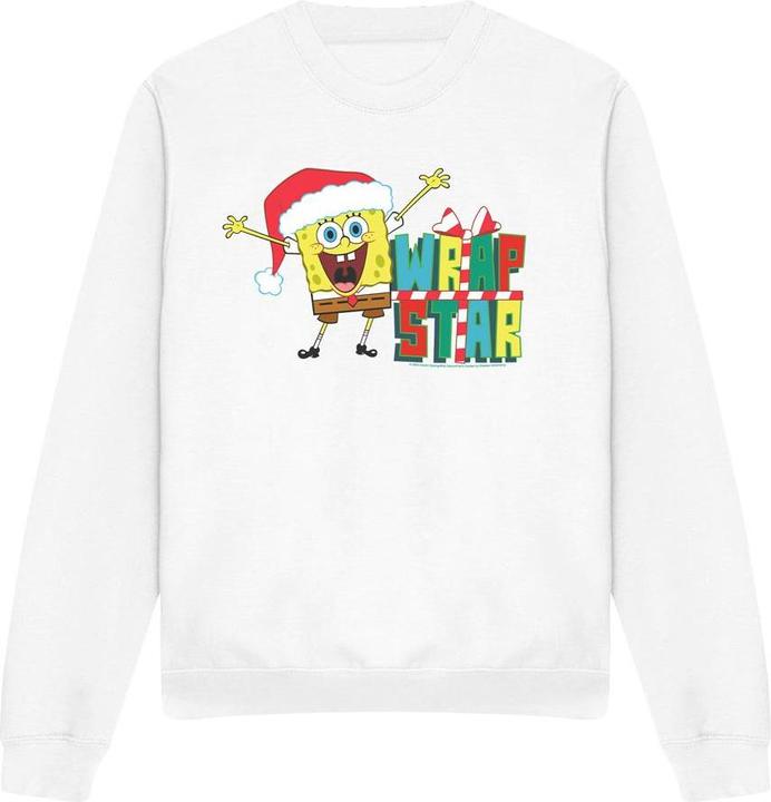 Actual product image Spongebob Squarepants Unisex Adult Wrap Star At Christmas Sweatshirt (M)