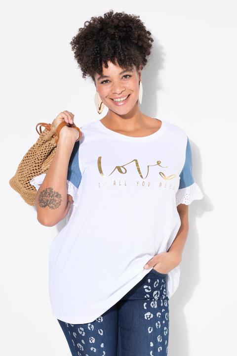 Produktbild Miamoda T-Shirt, A-Linie, farbiger Web-Halbarm, Schriftzug (44)