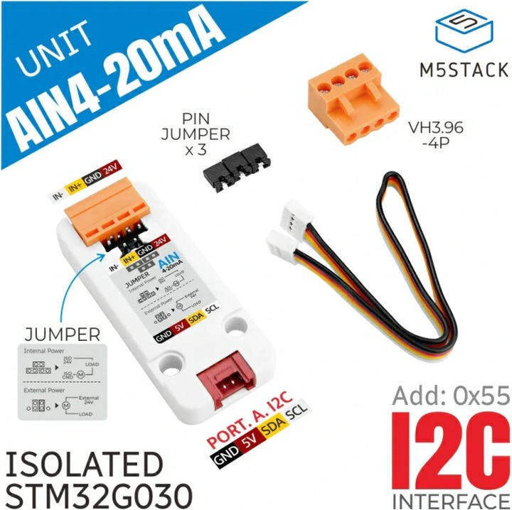 Actual product image M5Stack Unit Analogue to I2C 4-20mA current input