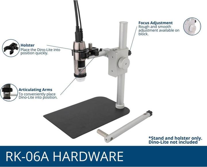 Produktbild Dino Lite Mikroskop Kamera Zubehör Tischstativ mit Ausleger für lite Digitalmikroskope
