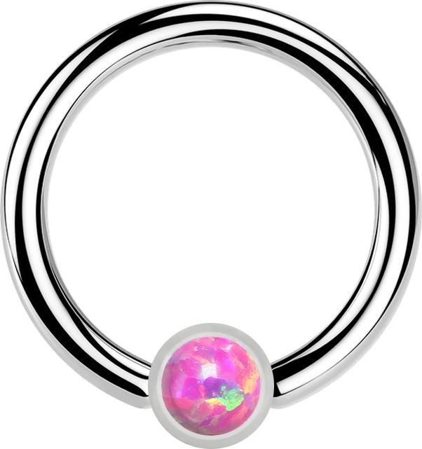 Immagine prodotto Star Piercing Anello Micro Closure argento Cilindro Opale rosa (senza ottone, Acciaio chirurgico 316L)