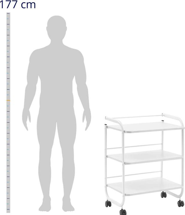 Produktbild Physa Kosmetikwagen Arbeitswagen Beistellwagen Salon-Trolley 3 Ablagen White