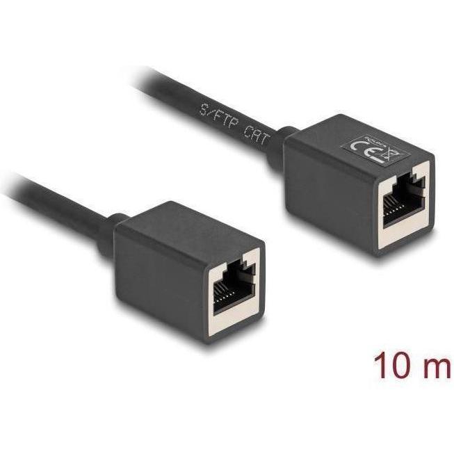 Delock Netzwerk Verlängerungskabel RJ45 Kupplung Buchse zu R (S/FTP, CAT6a, 10 m), Netzwerkkabel