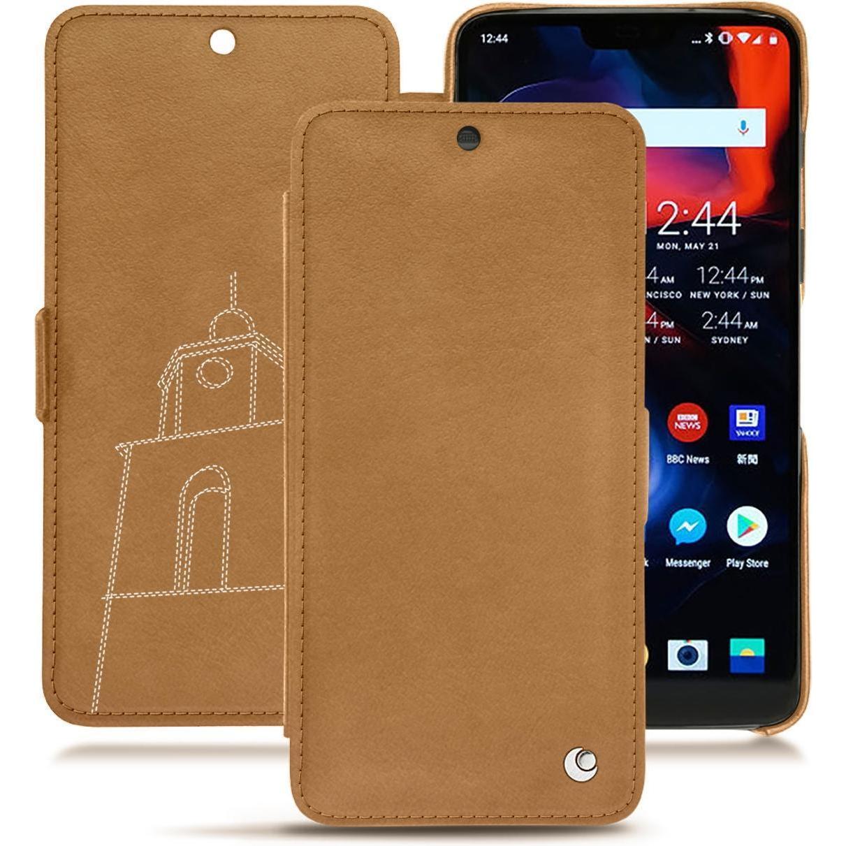 Noreve Lederschutzhülle horizontal (OnePlus 6), Smartphone Hülle, Braun