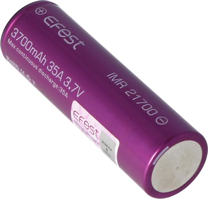 Actual product image Efest IMR21700 battery - maximum 30A current output (flat top) (1 pcs., 21700, 3700 mAh)