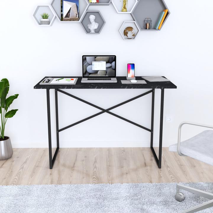 Actual product image En.Casa Desk Tjeldsund 120x60x75cm marble, black (120 x 60 x 75 cm)