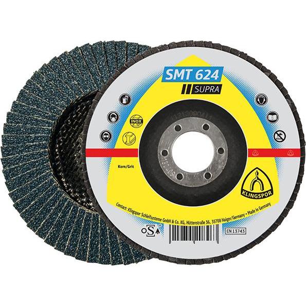 Klingspor, Schleifmittel, Schleifmopteller Fächerscheibe SMT 624 Supra Ø 180x22,23 mm Korn 40 (40)