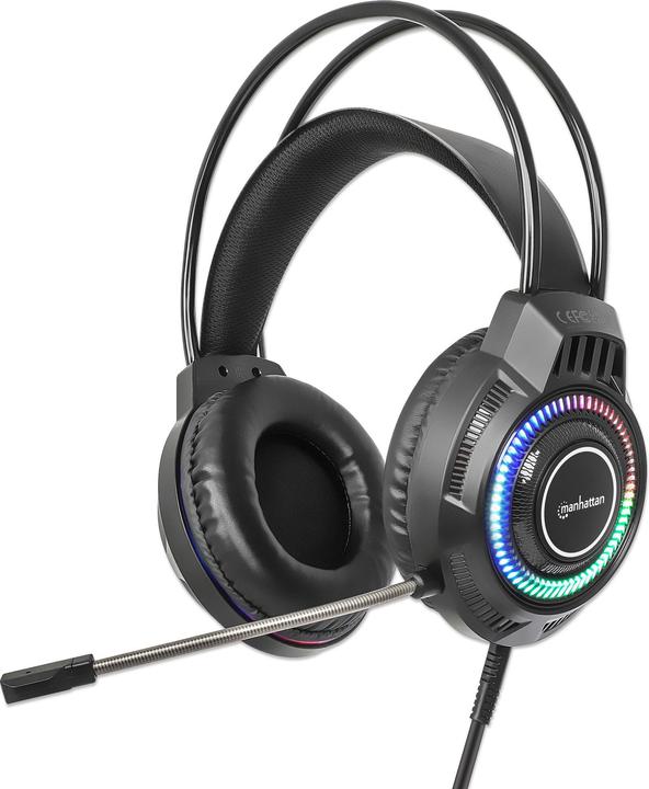 Actual product image Manhattan RGB LED Over-Ear USB Gaming Headset (Cable)